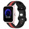 For Amazfit Pop 20mm Butterfly Buckle Two-Color Silicone Watch Band(Black+Red)