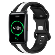 For Honor Watch ES 20mm Butterfly Buckle Two-Color Silicone Watch Band(Black+White)