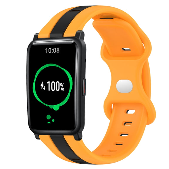 For Honor Watch ES 20mm Butterfly Buckle Two-Color Silicone Watch Band(Black+Yellow)
