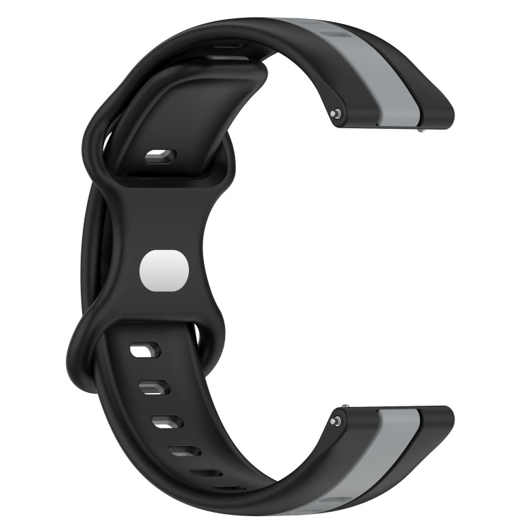 For Honor MagicWatch2 42mm 20mm Butterfly Buckle Two-Color Silicone Watch Band(Black+Grey)