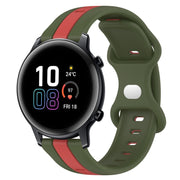 For Honor MagicWatch2 42mm 20mm Butterfly Buckle Two-Color Silicone Watch Band(Red+Army Green)