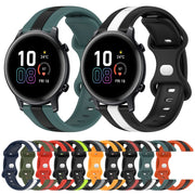 For Honor MagicWatch2 42mm 20mm Butterfly Buckle Two-Color Silicone Watch Band(Red+Army Green)
