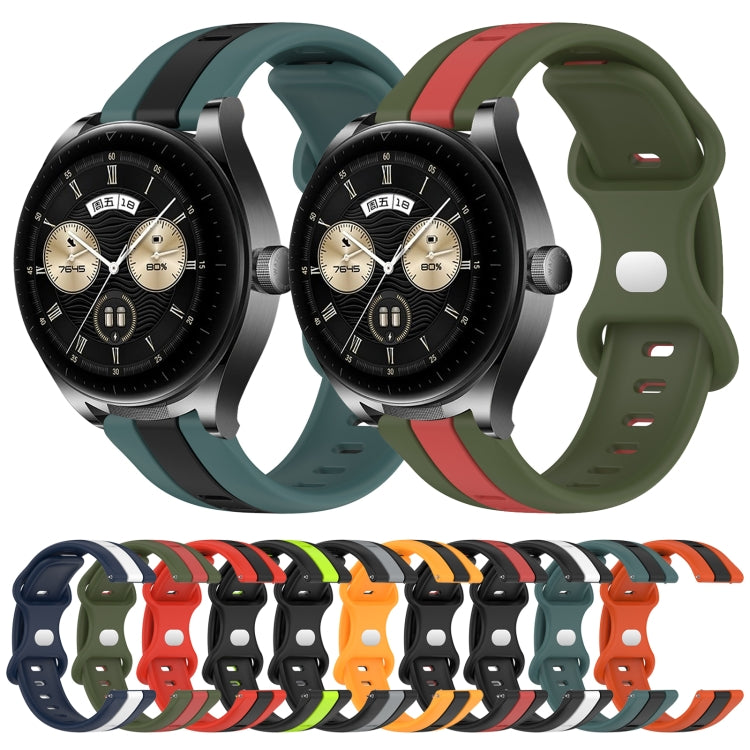 For Huawei Watch Buds 20mm Butterfly Buckle Two-Color Silicone Watch Band(Orange+Black)