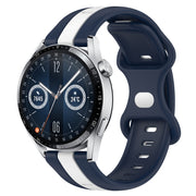 For Huawei Watch GT3 46mm 20mm Butterfly Buckle Two-Color Silicone Watch Band(White+Blue)