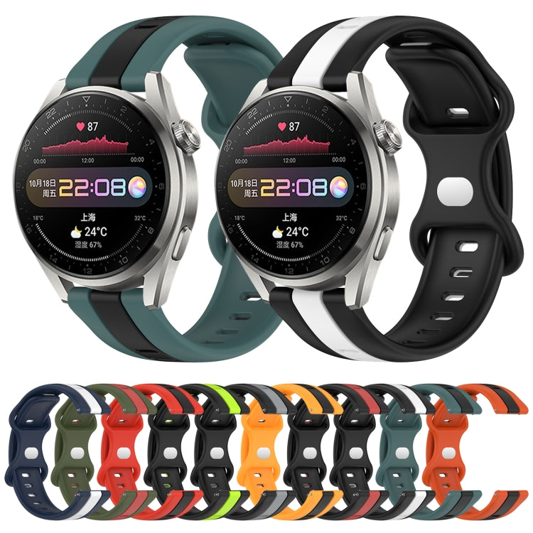 For Huawei Watch 3 Pro New 20mm Butterfly Buckle Two-Color Silicone Watch Band(Black+Grey)