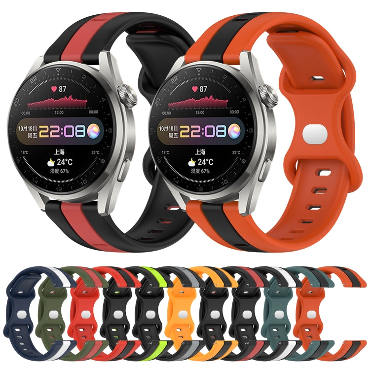 For Huawei Watch 3 Pro 20mm Butterfly Buckle Two-Color Silicone Watch Band(Red+Black)