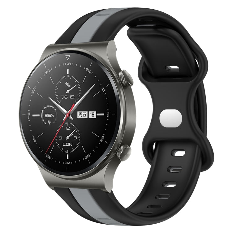 For Huawei GT2 Pro 20mm Butterfly Buckle Two-Color Silicone Watch Band(Black+Grey)