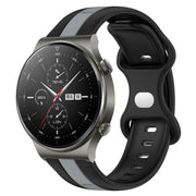 For Huawei GT2 Pro 20mm Butterfly Buckle Two-Color Silicone Watch Band(Black+Grey)
