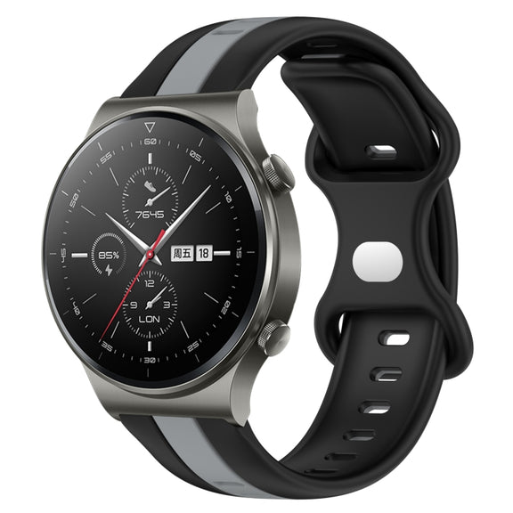 For Huawei GT2 Pro 20mm Butterfly Buckle Two-Color Silicone Watch Band(Black+Grey)