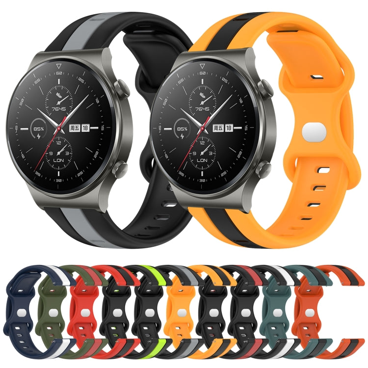 For Huawei GT2 Pro 20mm Butterfly Buckle Two-Color Silicone Watch Band(Black+Grey)