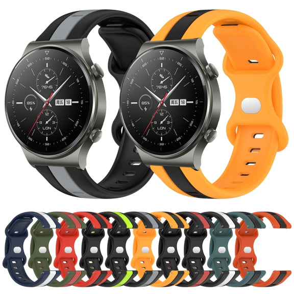 For Huawei GT2 Pro 20mm Butterfly Buckle Two-Color Silicone Watch Band(Black+Grey)