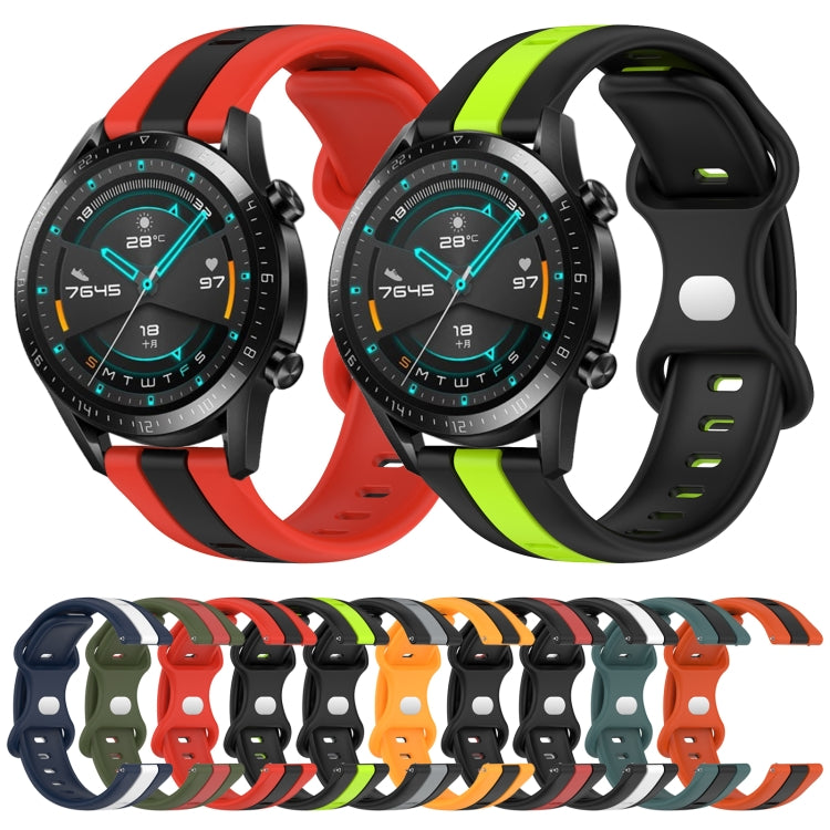 For Huawei GT2 46mm 20mm Butterfly Buckle Two-Color Silicone Watch Band(Black+Red)