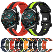 For Huawei GT2 46mm 20mm Butterfly Buckle Two-Color Silicone Watch Band(Black+Red)