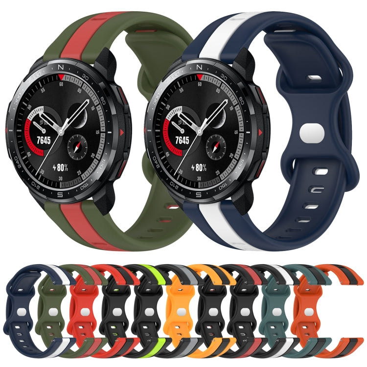 For Honor Watch GS Pro 20mm Butterfly Buckle Two-Color Silicone Watch Band(Black+Red)