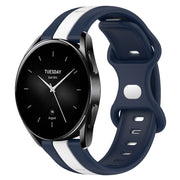 For Xiaomi Watch S2 46mm 22mm Butterfly Buckle Two-Color Silicone Watch Band(White+Blue)