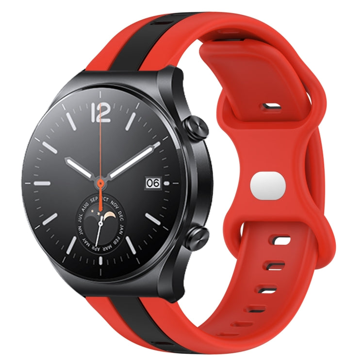 For Xiaomi MI Watch S1 22mm Butterfly Buckle Two-Color Silicone Watch Band(Red+Black)