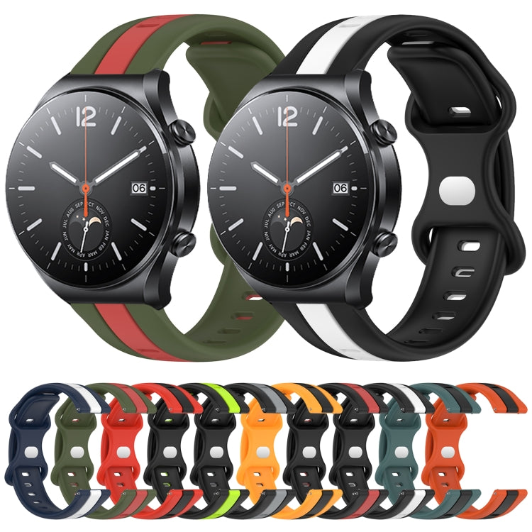 For Xiaomi MI Watch S1 22mm Butterfly Buckle Two-Color Silicone Watch Band(Black+Grey)