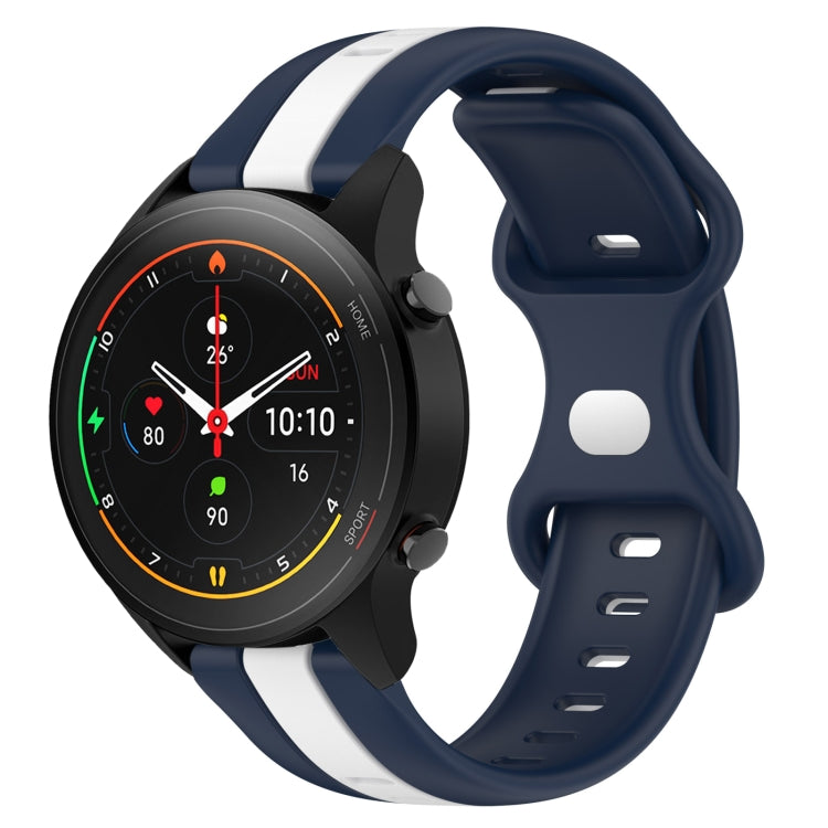 For Xiaomi MI Watch S1 Pro 22mm Butterfly Buckle Two-Color Silicone Watch Band(White+Blue)
