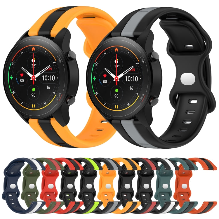 For Xiaomi MI Watch S1 Pro 22mm Butterfly Buckle Two-Color Silicone Watch Band(White+Blue)
