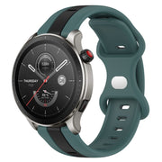For Amazfit GTR 4 22mm Butterfly Buckle Two-Color Silicone Watch Band(Green+Black)