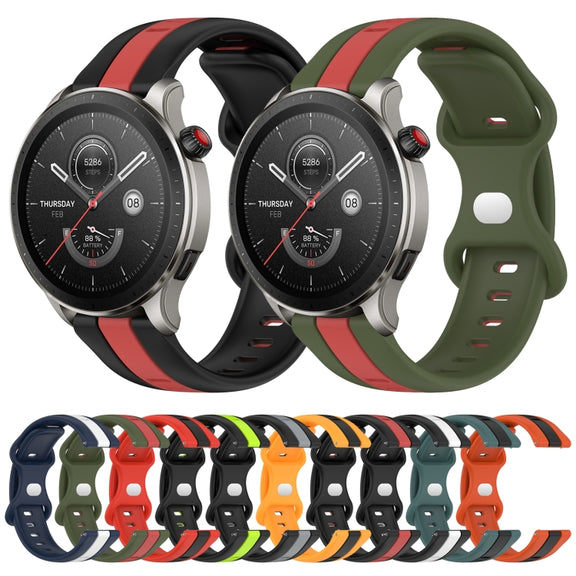 For Amazfit GTR 4 22mm Butterfly Buckle Two-Color Silicone Watch Band(Orange+Black)