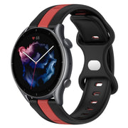 For Amazfit GTR 3 22mm Butterfly Buckle Two-Color Silicone Watch Band(Black+Red)