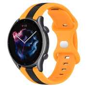 For Amazfit GTR 3 22mm Butterfly Buckle Two-Color Silicone Watch Band(Black+Yellow)