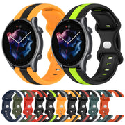 For Amazfit GTR 3 22mm Butterfly Buckle Two-Color Silicone Watch Band(White+Blue)