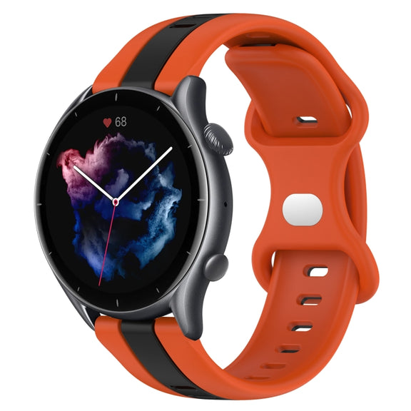 For Amazfit GTR 3 Pro 22mm Butterfly Buckle Two-Color Silicone Watch Band(Orange+Black)