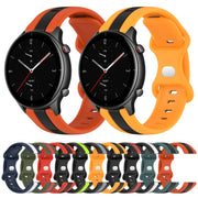 For Amazfit GTR 2e 22mm Butterfly Buckle Two-Color Silicone Watch Band(Orange+Black)