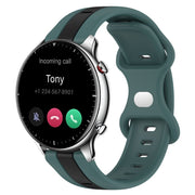 For Amazfit GTR 2 22mm Butterfly Buckle Two-Color Silicone Watch Band(Green+Black)