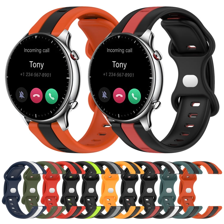 For Amazfit GTR 2 22mm Butterfly Buckle Two-Color Silicone Watch Band(Red+Black)