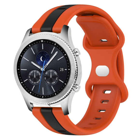 For Samsung Gear S3 Classic 22mm Butterfly Buckle Two-Color Silicone Watch Band(Orange+Black)