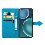 For Honor Magic 4 Pro Mandala Flower Embossed Leather Phone Case(Blue)