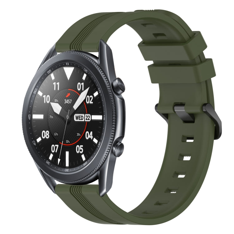 For Samsung Galaxy Watch3 45mm 22mm Concave Striped Slicone Watch Band(Army Green)