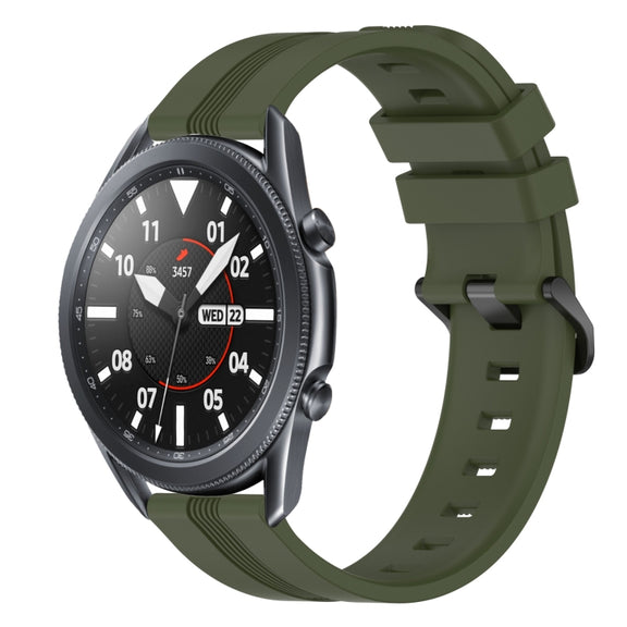 For Samsung Galaxy Watch3 45mm 22mm Concave Striped Slicone Watch Band(Army Green)