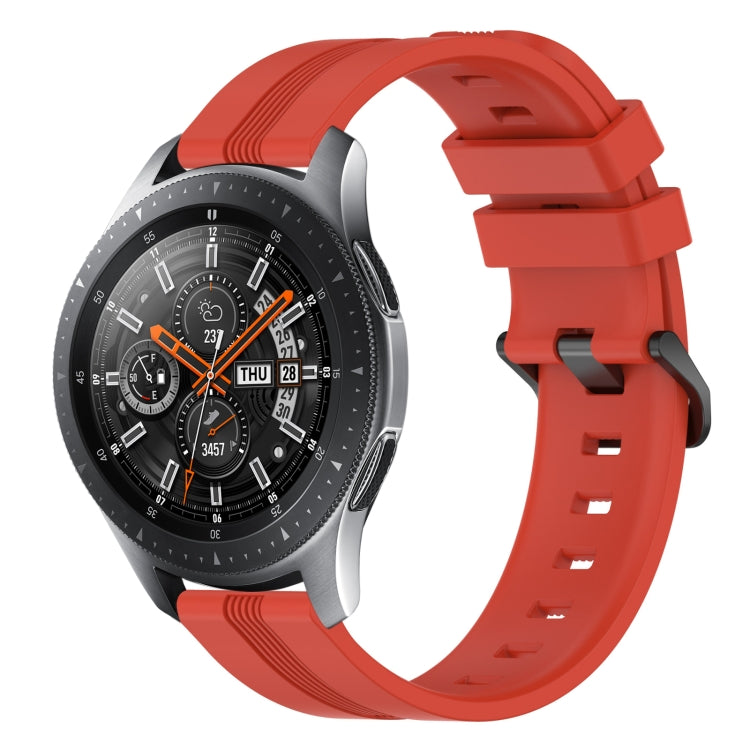 For Samsung Galaxy Watch 46mm 22mm Concave Striped Slicone Watch Band(Red)