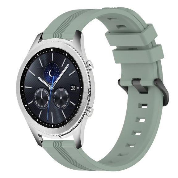 For Samsung Gear S3 Classic 22mm Concave Striped Slicone Watch Band(Grayish Green)