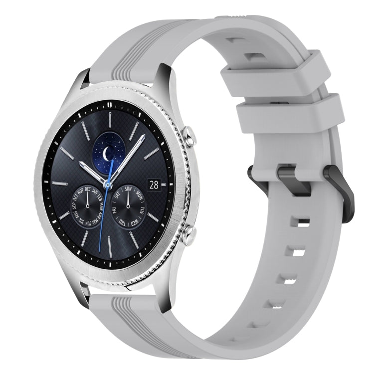 For Samsung Gear S3 Classic 22mm Concave Striped Slicone Watch Band(Grey)