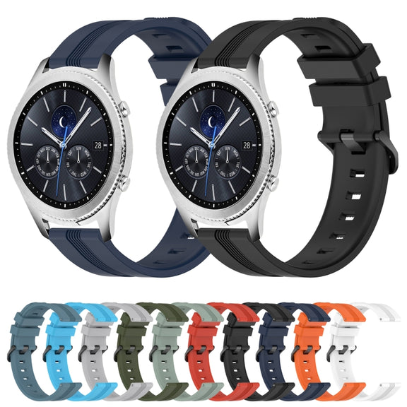 For Samsung Gear S3 Classic 22mm Concave Striped Slicone Watch Band(Grayish Green)