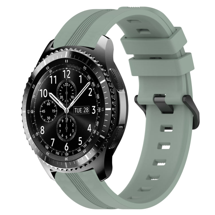 For Samsung Gear S3 Frontier 22mm Concave Striped Slicone Watch Band(Grayish Green)