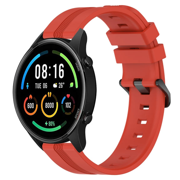 For Xiaomi MI Watch Sport 22mm Concave Striped Slicone Watch Band(Red)