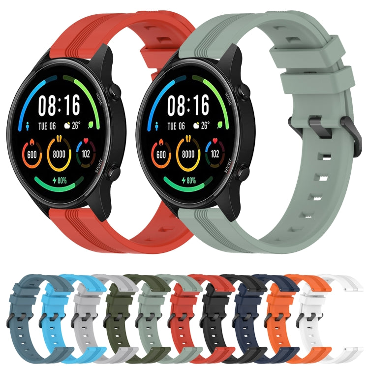 For Xiaomi MI Watch Sport 22mm Concave Striped Slicone Watch Band(Red)