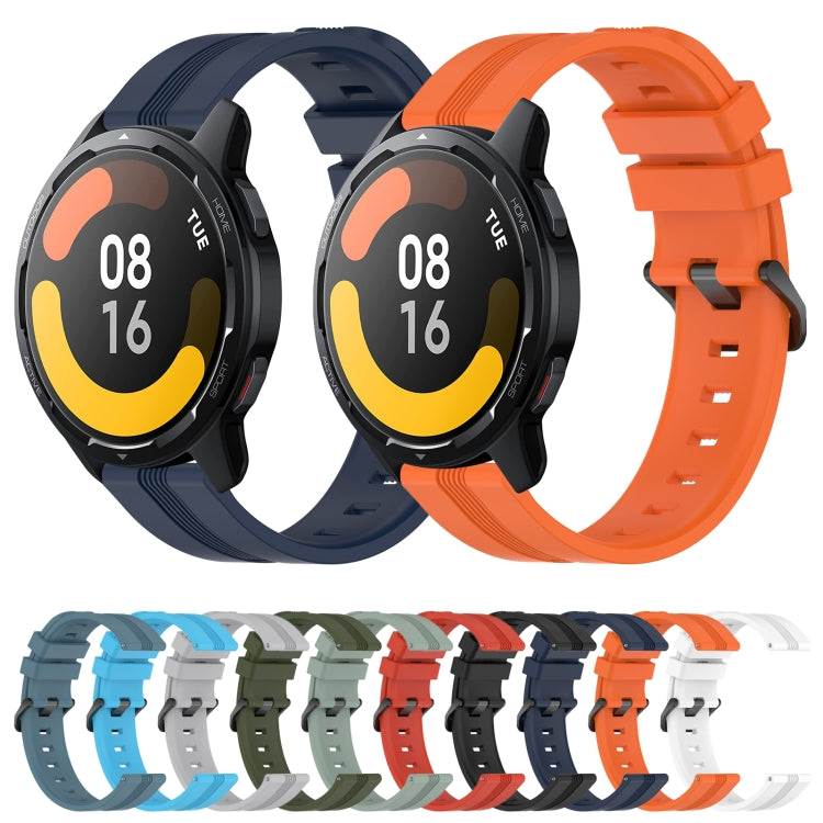 For Xiaomi Watch S1 Active 22mm Concave Striped Slicone Watch Band(Grayish Green)