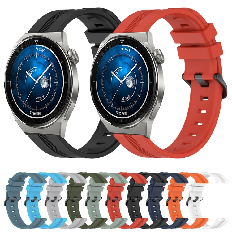 For Huawei Watch GT3 Pro 46mm 22mm Concave Striped Slicone Watch Band(White)
