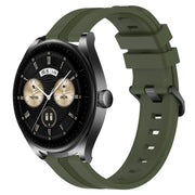 For Huawei Watch Buds 22mm Concave Striped Slicone Watch Band(Army Green)