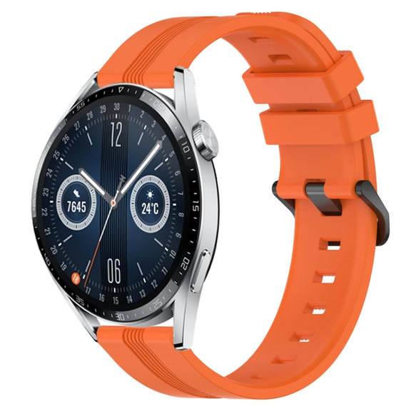 For Huawei Watch GT3 46mm 22mm Concave Striped Slicone Watch Band(Orange)