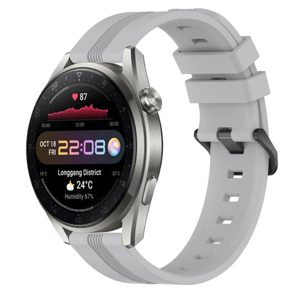 For Huawei Watch 3 22mm Concave Striped Slicone Watch Band(Grey)