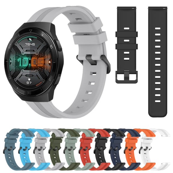 For Huawei Watch GT 2E 22mm Concave Striped Slicone Watch Band(Black)