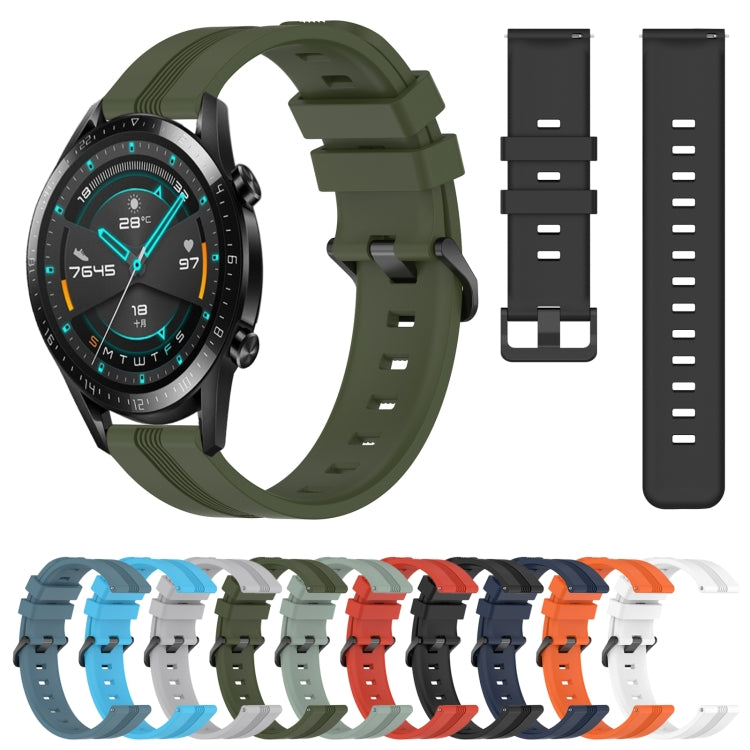 For Huawei GT2 46mm 22mm Concave Striped Slicone Watch Band(Black)